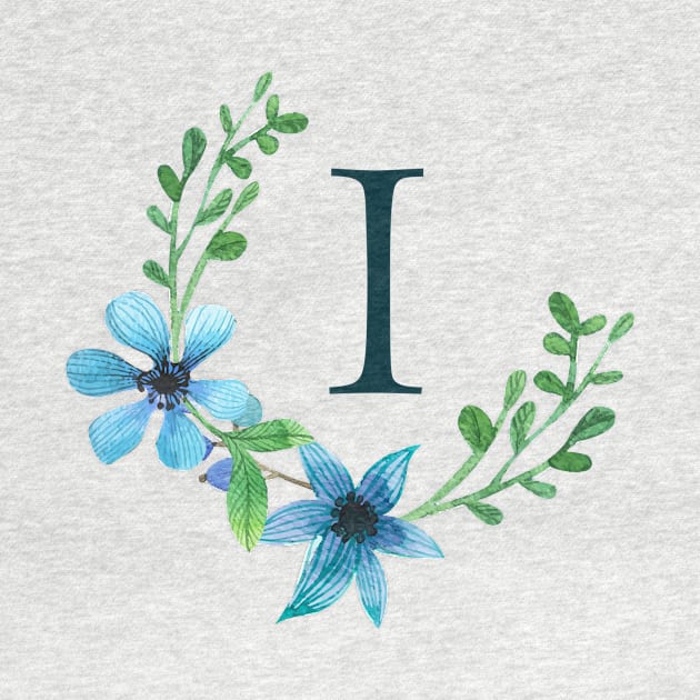 Floral Monogram I Pretty Blue Flowers by floralmonogram